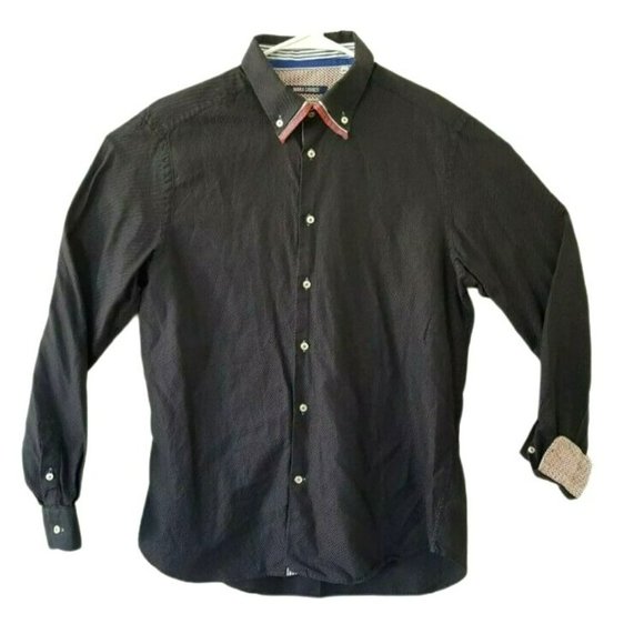 NARACAMICIE Men's XL Button Down Designer Dress Shirt Red White Blue Gray Italy - Picture 3 of 8